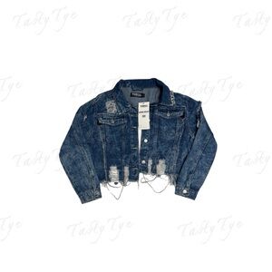 Distressed Cropped Jean Jacket